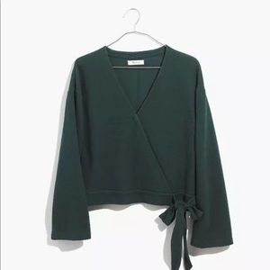 Madewell Texture And Thread Wrap Top Green